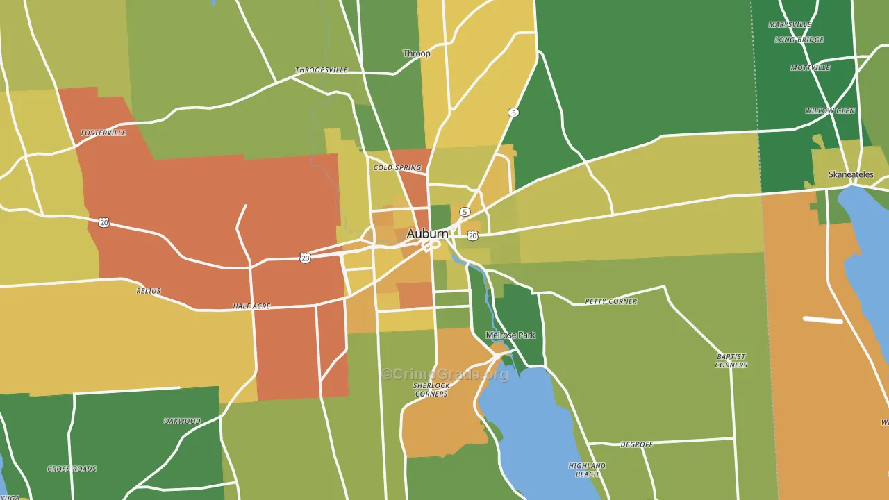 Auburn, NY Map of Murder Rates
