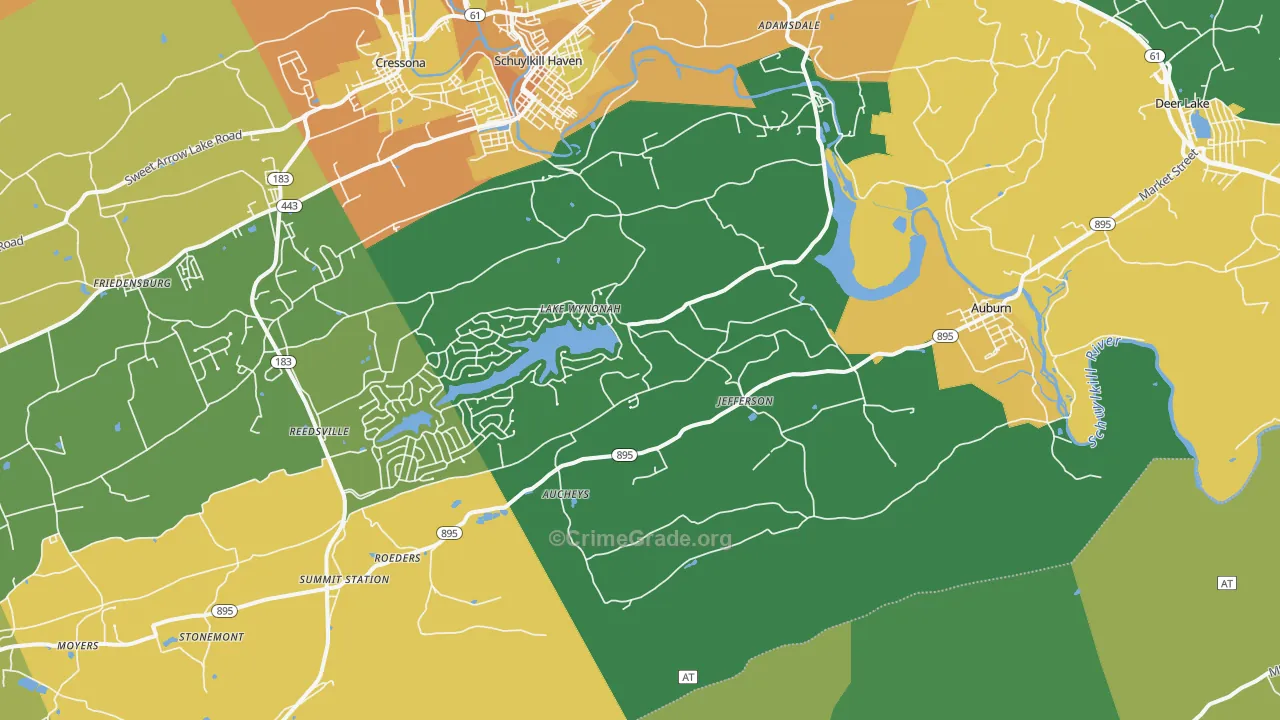 Auburn, PA Map of Murder Rates