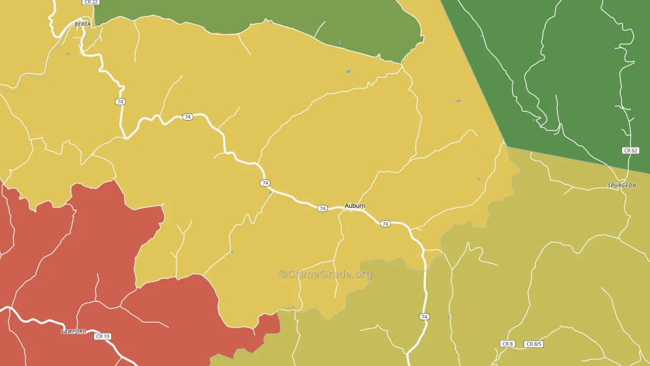 Auburn, WV Map of Murder Rates