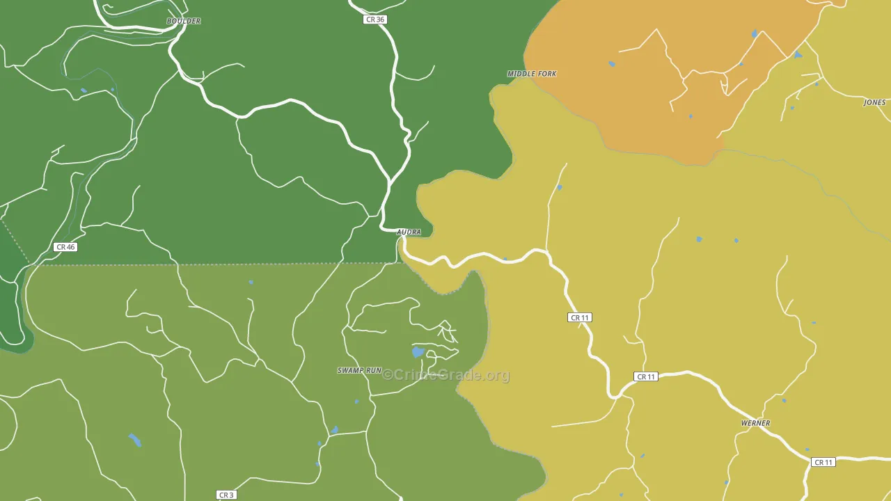 Audra, WV Map of Murder Rates