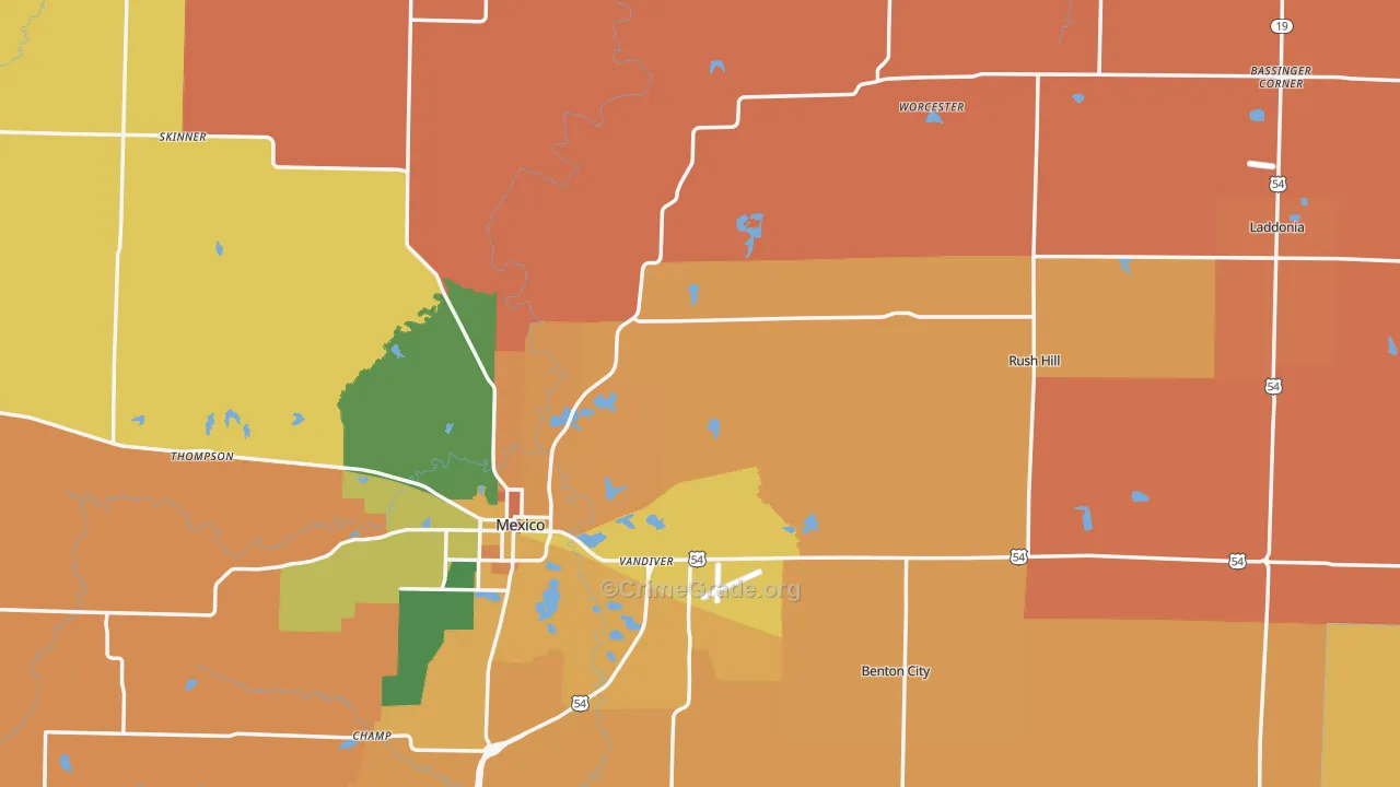 Audrain County, MO Map of Murder Rates