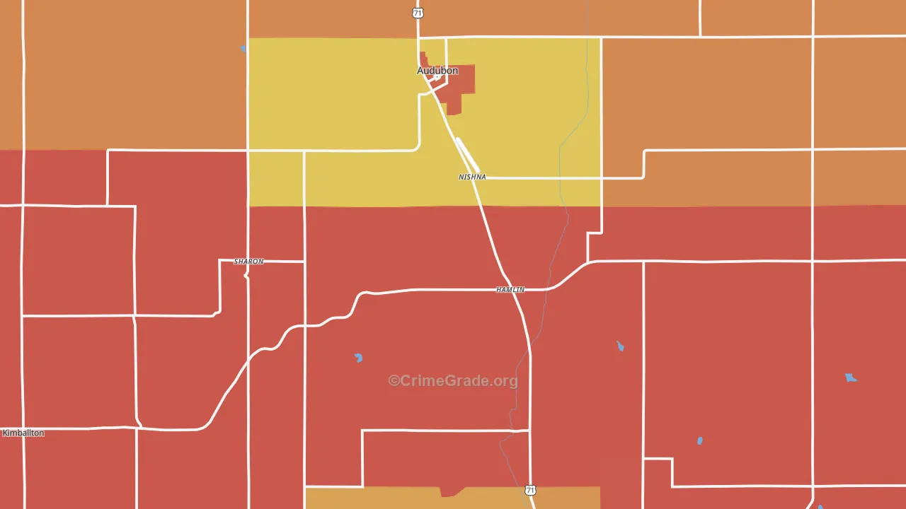 Audubon County, IA Map of Murder Rates