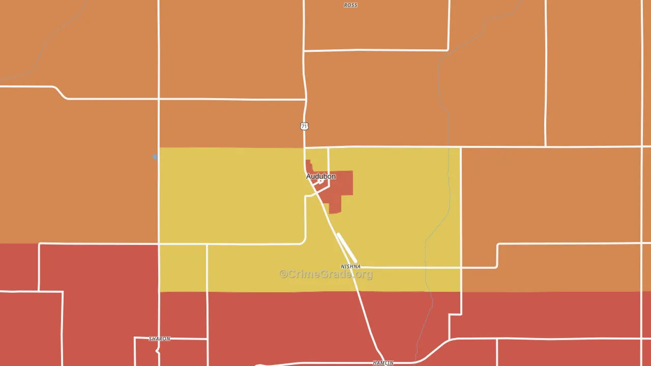 Audubon, IA Map of Murder Rates