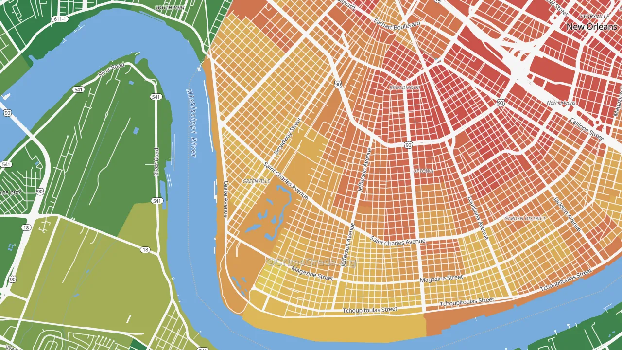 Audubon, New Orleans, LA Map of Murder Rates