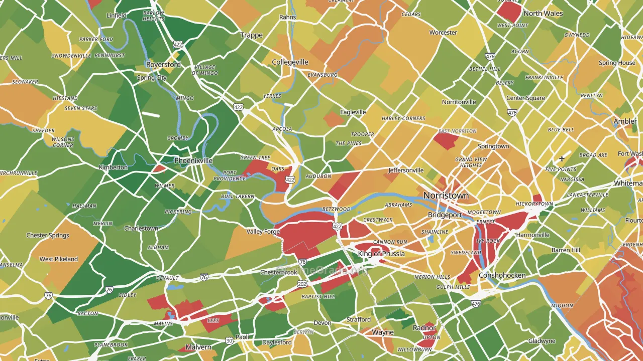 Audubon, PA Map of Murder Rates