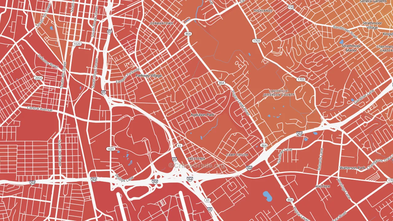 Audubon Park, KY Map of Murder Rates