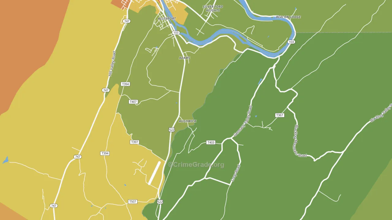 Aughwick, PA Map of Murder Rates