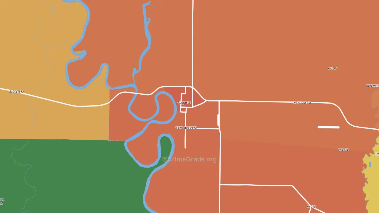 Augusta, AR Map of Murder Rates