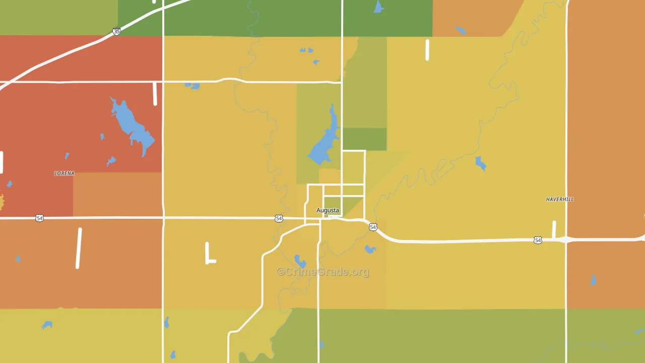 Augusta, KS Map of Murder Rates