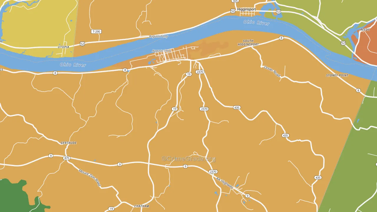 Augusta, KY Map of Murder Rates