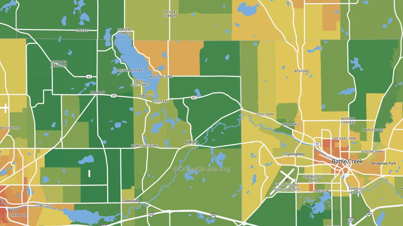 Augusta, MI Map of Murder Rates