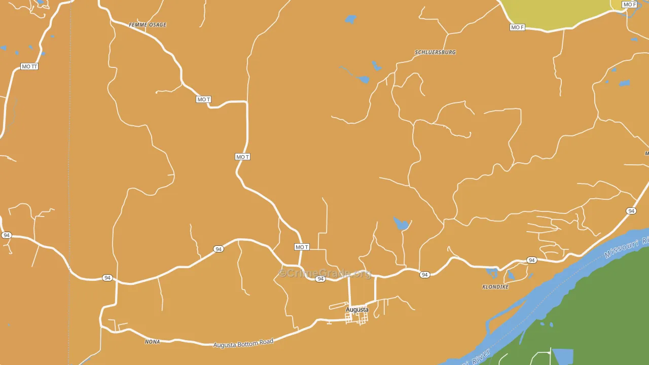 Augusta, MO Map of Murder Rates