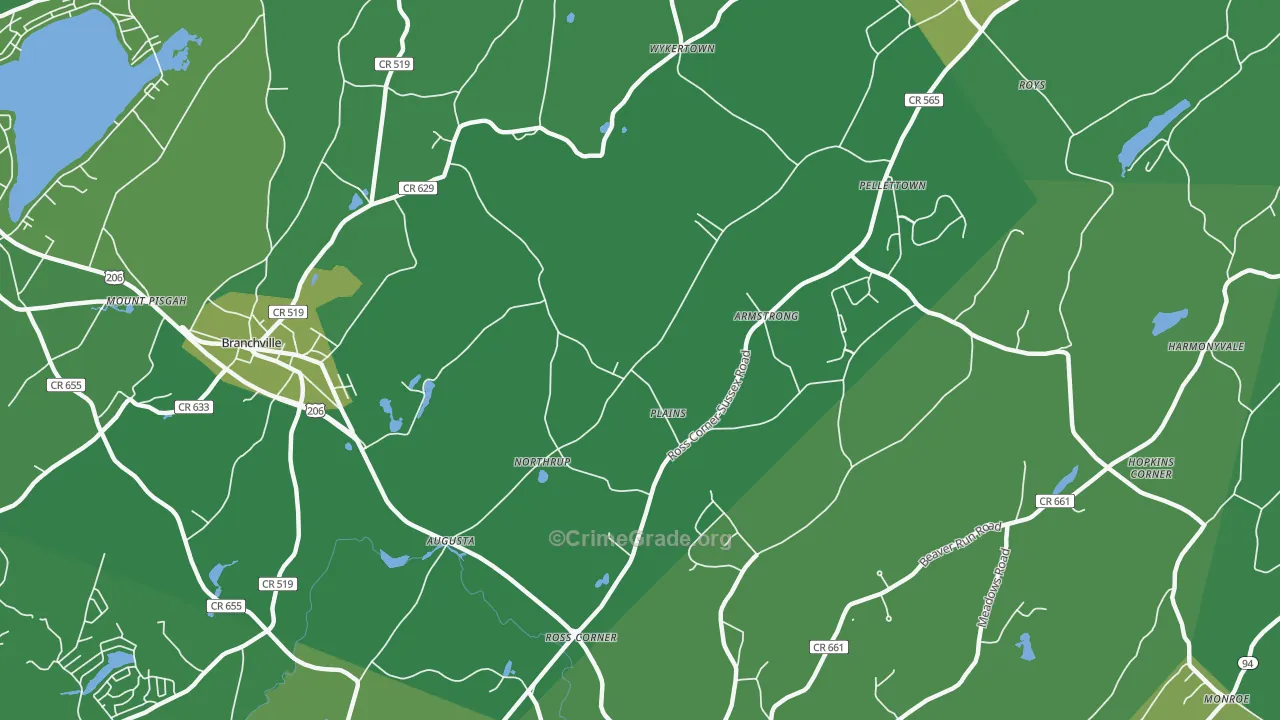 Augusta, NJ Map of Murder Rates