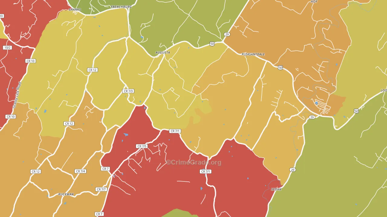 Augusta, WV Map of Murder Rates
