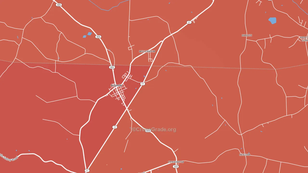 Aulander, NC Map of Murder Rates