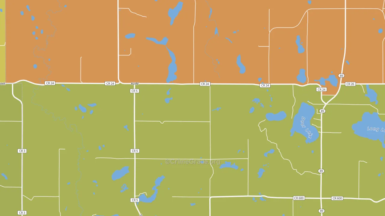 Aure, MN Map of Murder Rates