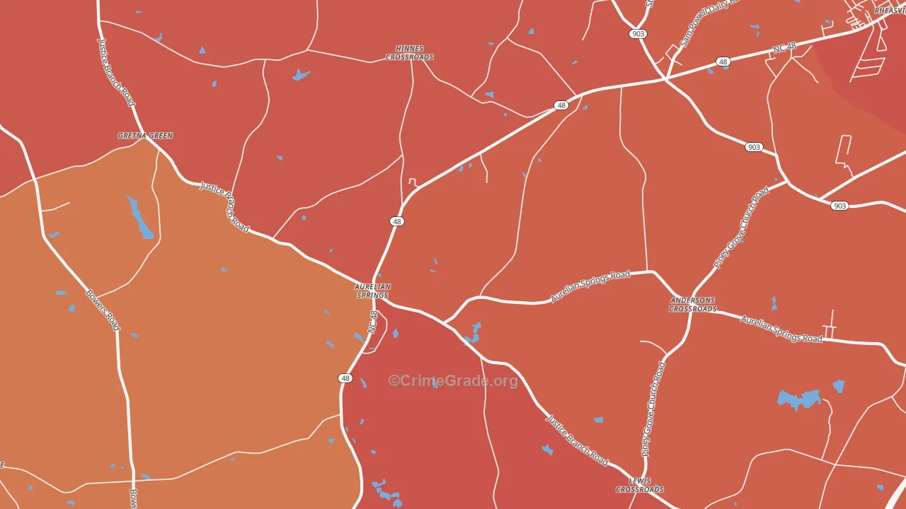 Aurelian Springs, NC Map of Murder Rates