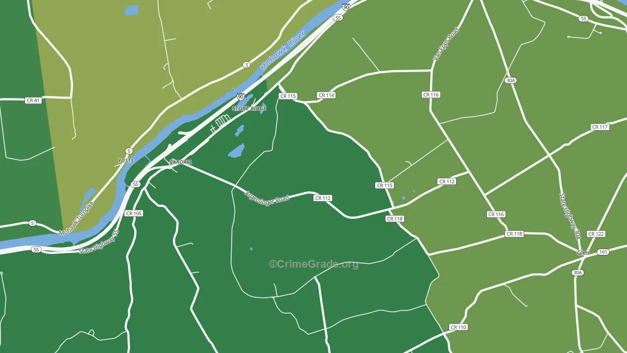 Auriesville, NY Map of Murder Rates