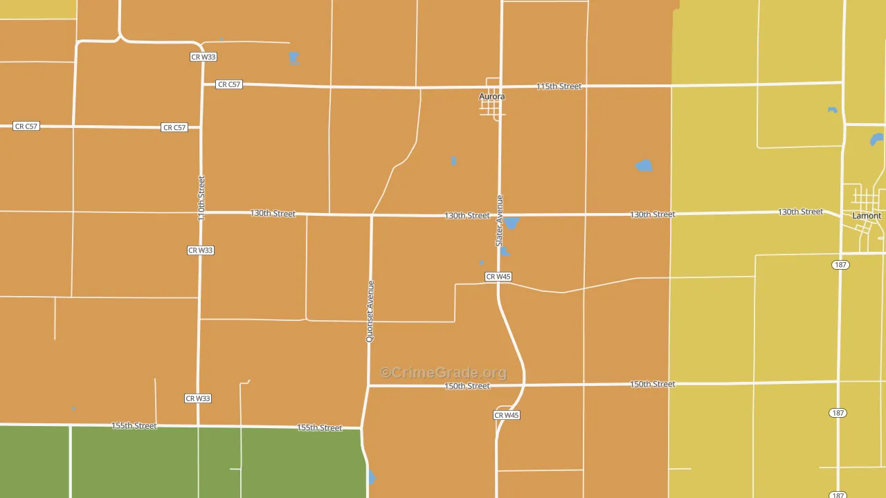 Aurora, IA Map of Murder Rates