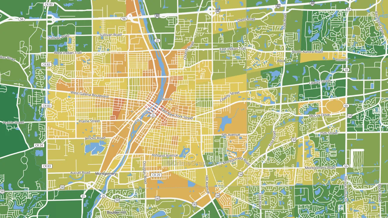 Aurora, IL Map of Murder Rates