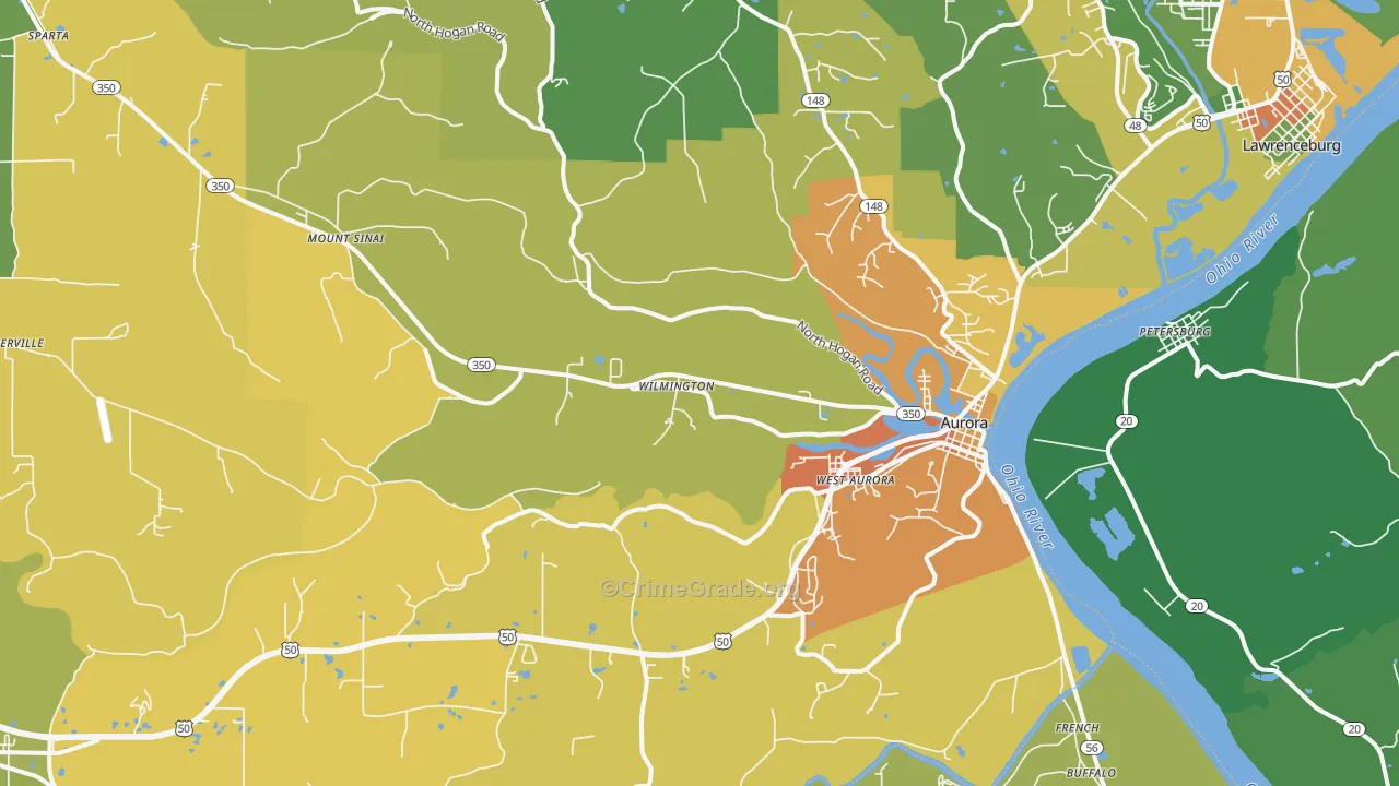 Aurora, IN Map of Murder Rates