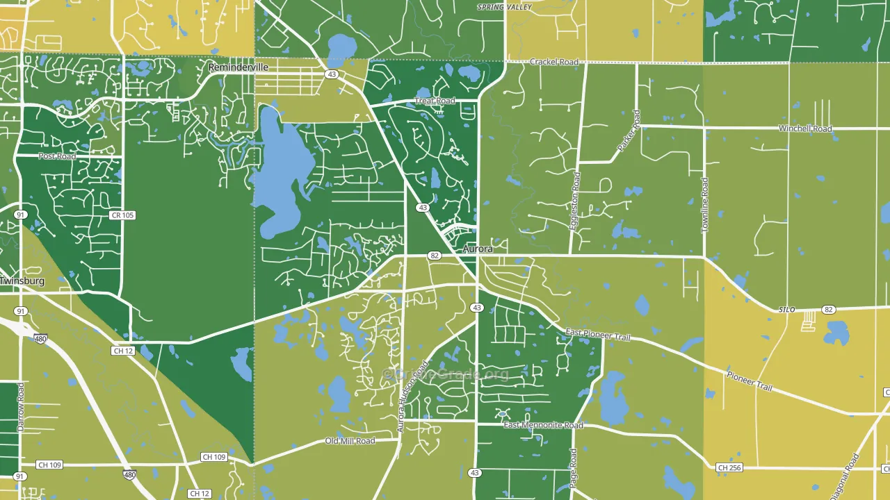 Aurora, OH Map of Murder Rates