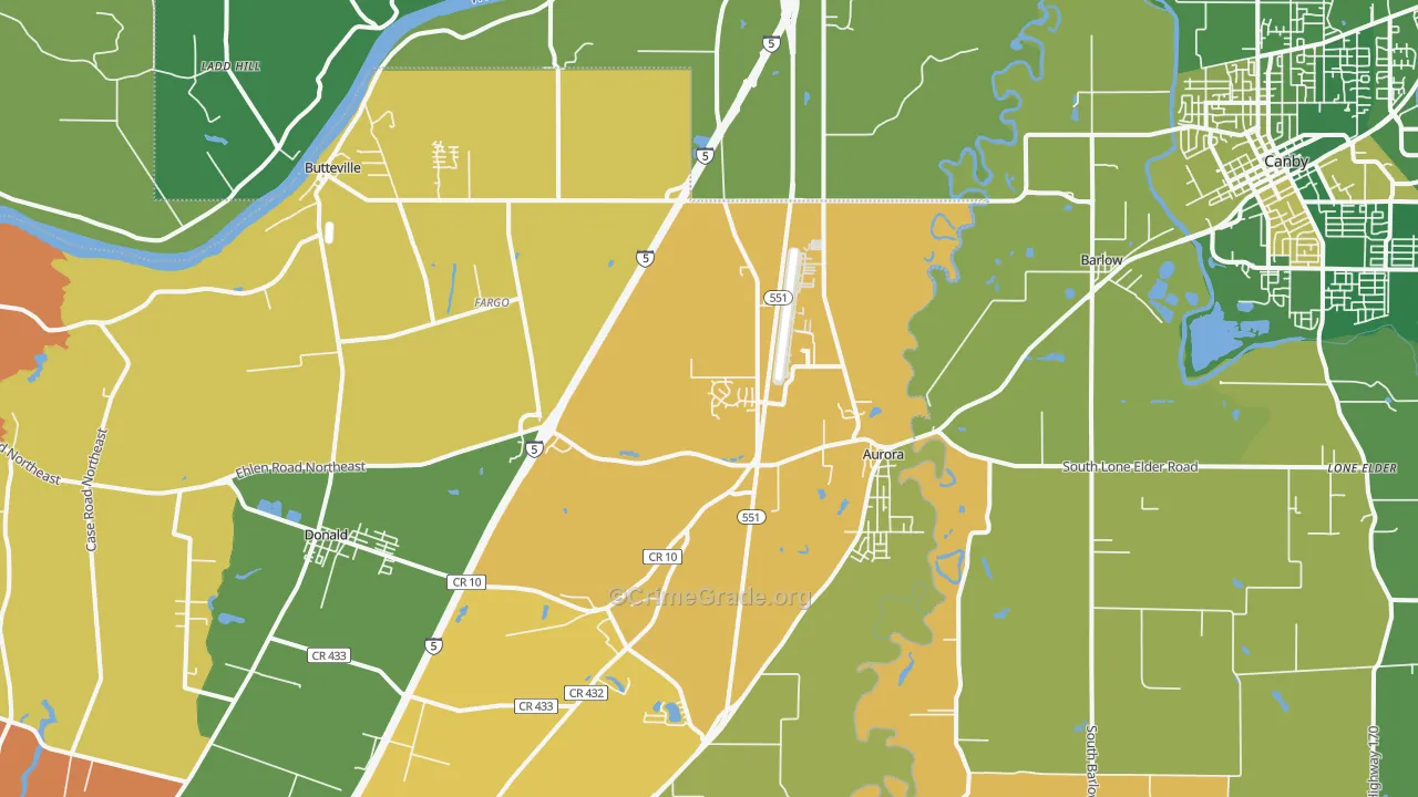 Aurora, OR Map of Murder Rates