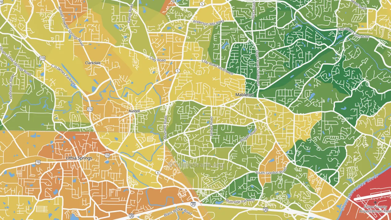 Austell, GA Map of Murder Rates