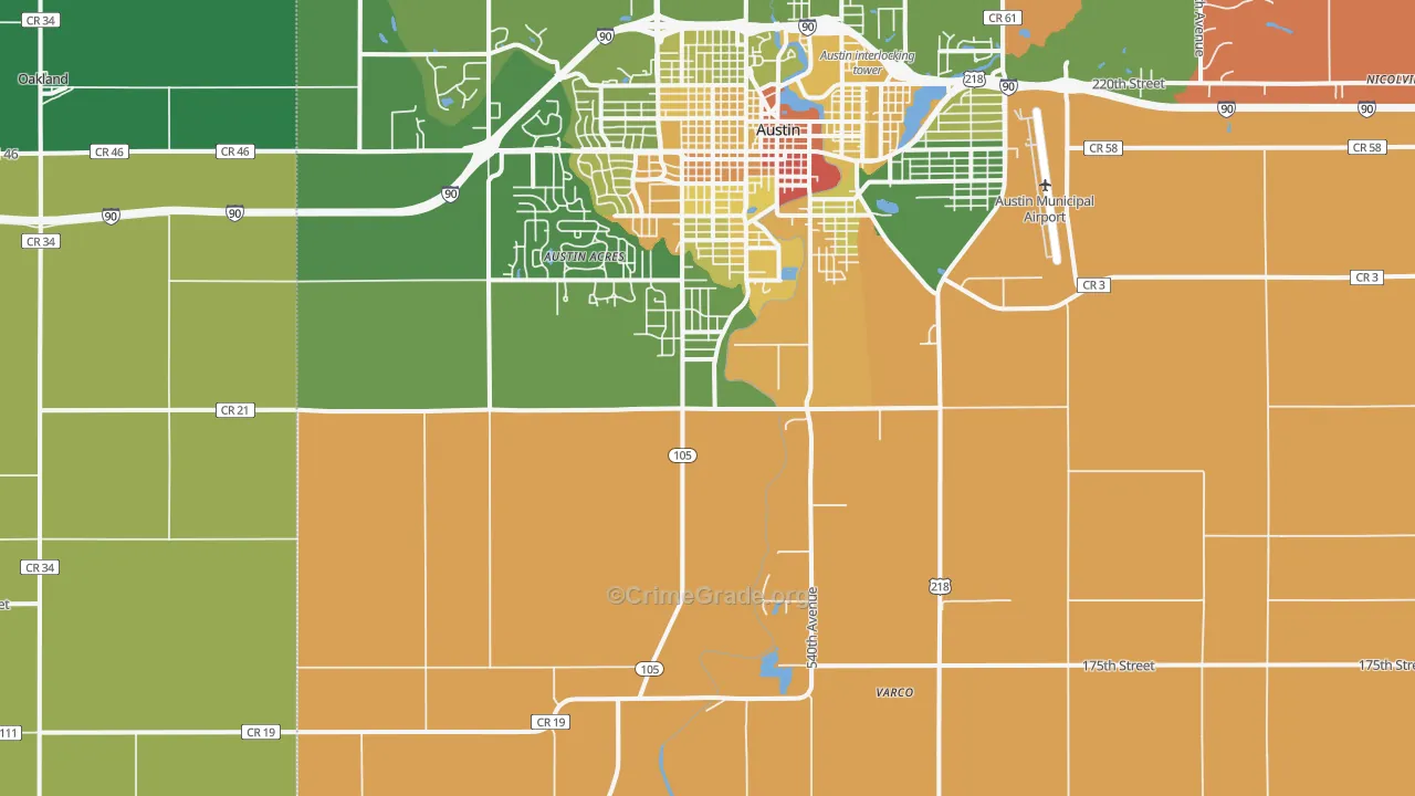 Austin Acres, MN Map of Murder Rates