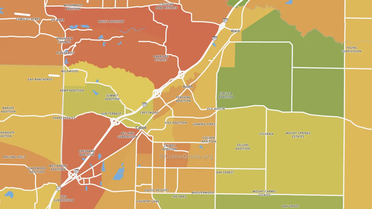 Austin, AR Map of Murder Rates