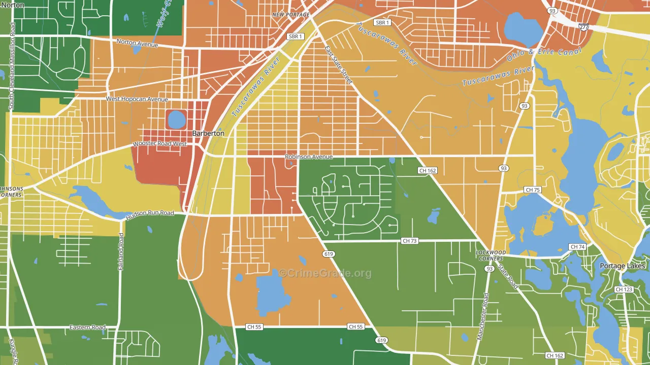Austin Estates, Barberton, OH Map of Murder Rates