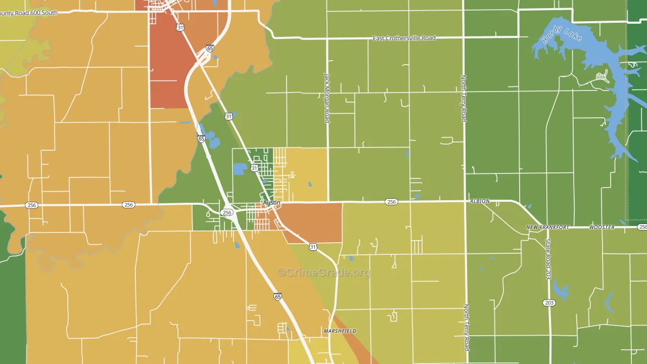 Austin, IN Map of Murder Rates