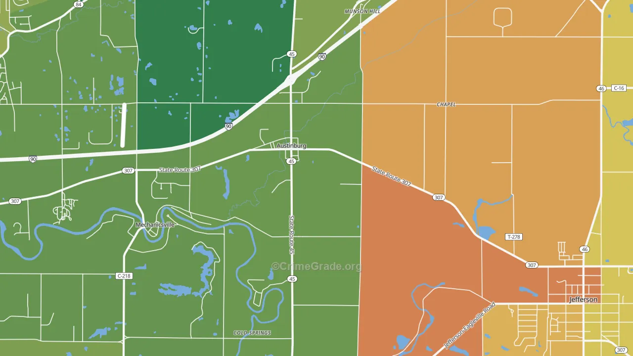 Austinburg, OH Map of Murder Rates