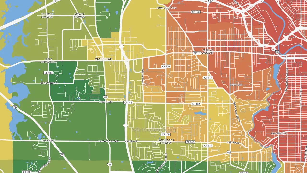 Austintown, OH Map of Murder Rates