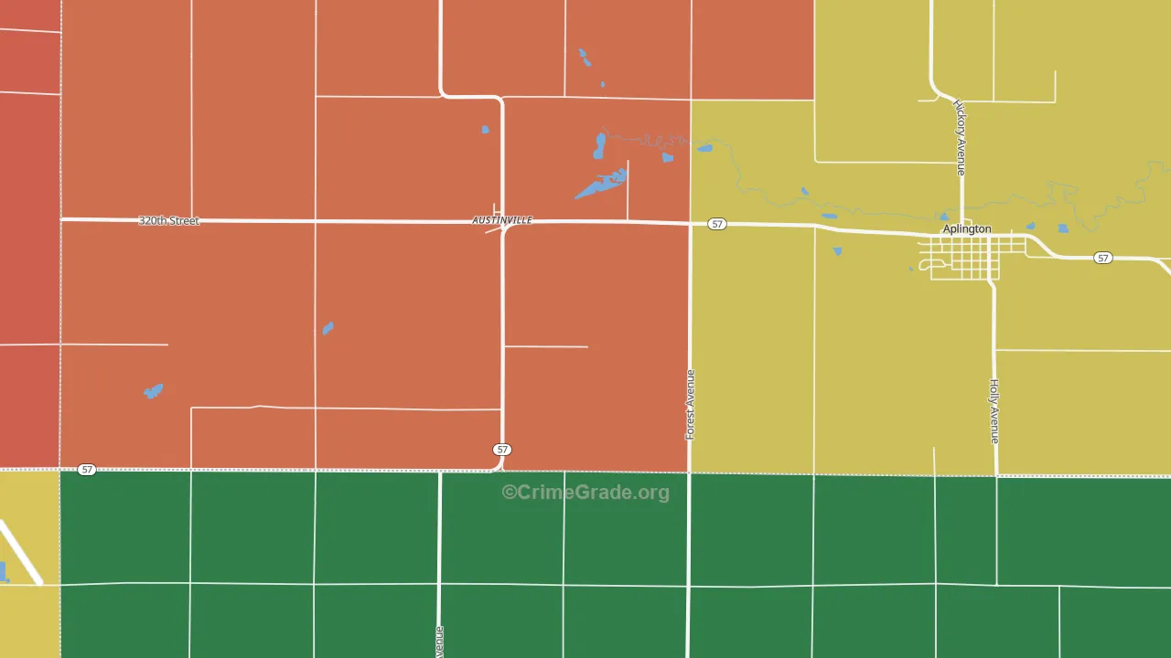 Austinville, IA Map of Murder Rates
