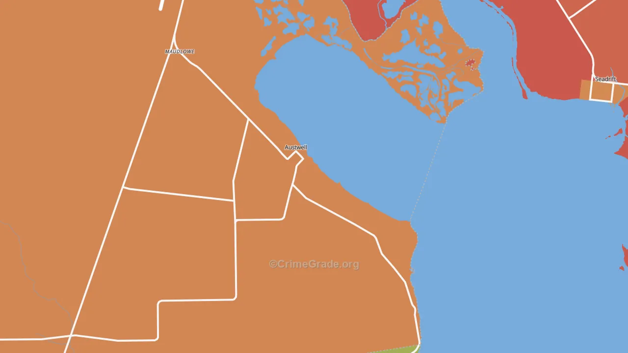 Austwell, TX Map of Murder Rates