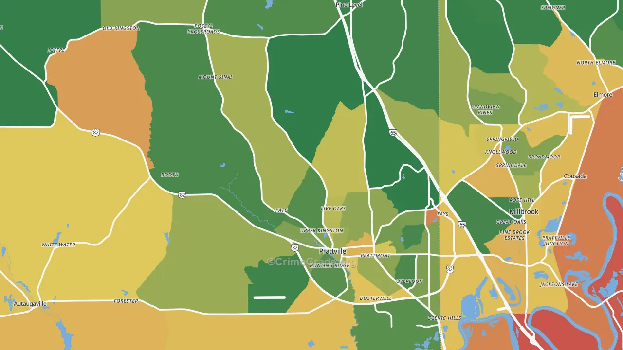 Autauga County, AL Map of Murder Rates