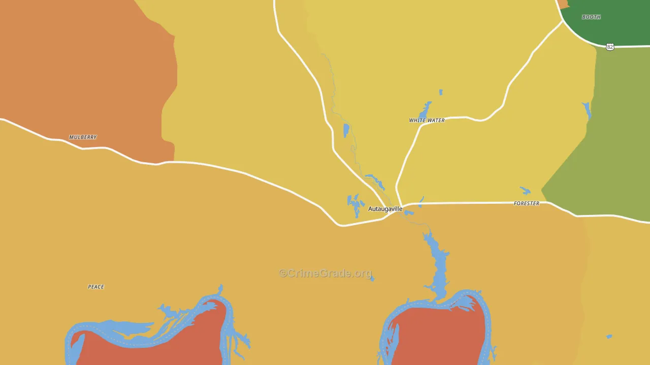 Autaugaville, AL Map of Murder Rates