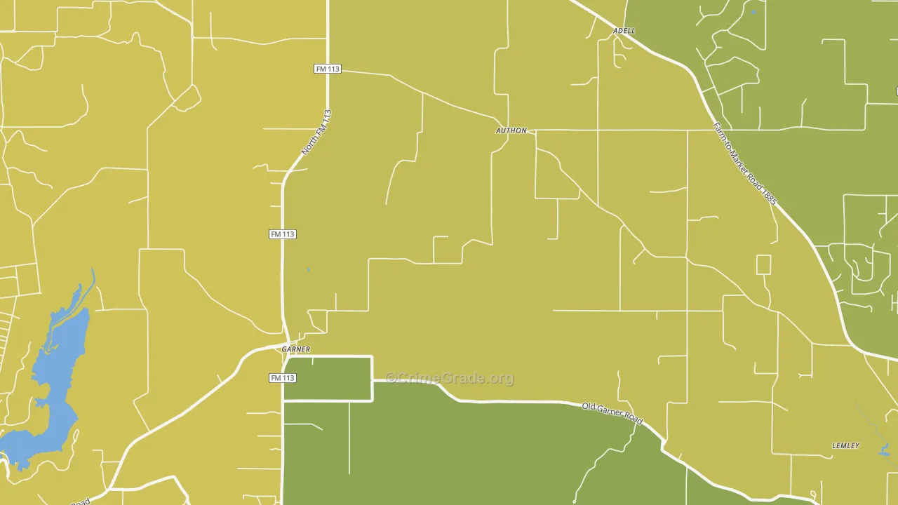 Authon, TX Map of Murder Rates
