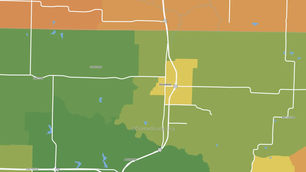 Auxvasse, MO Map of Murder Rates