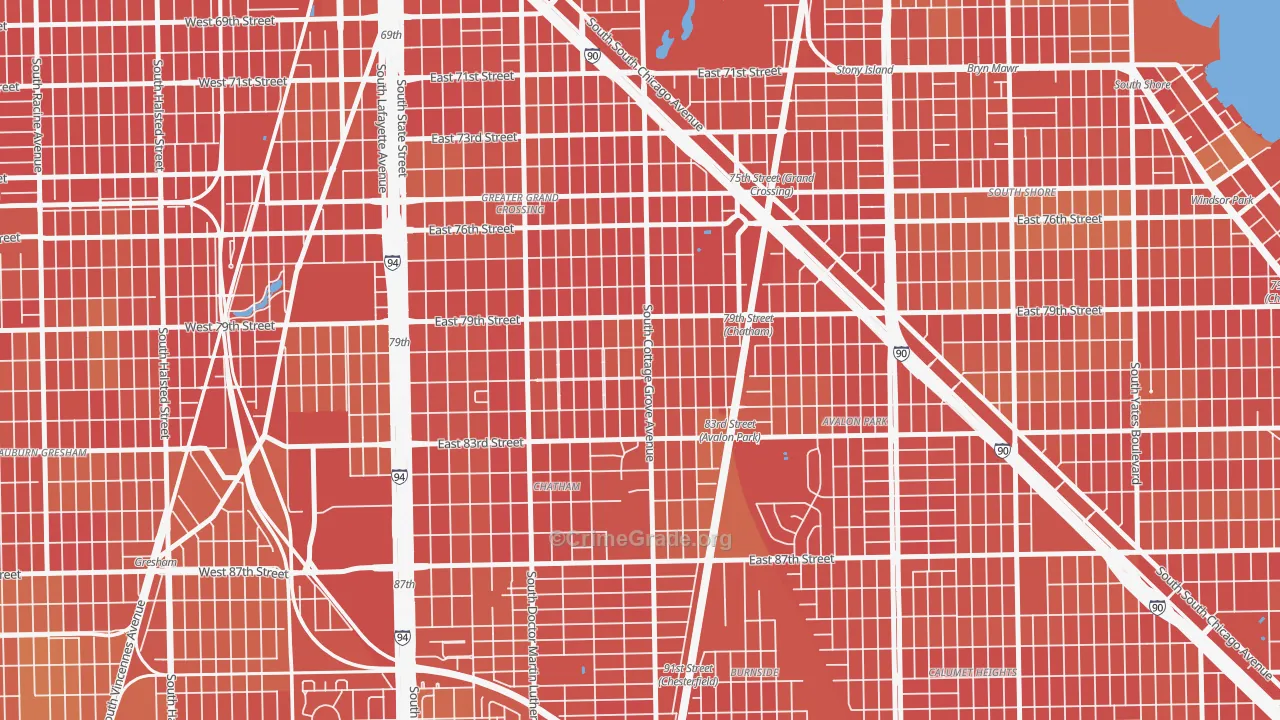 Avalon Highlands, Chicago, IL Map of Murder Rates
