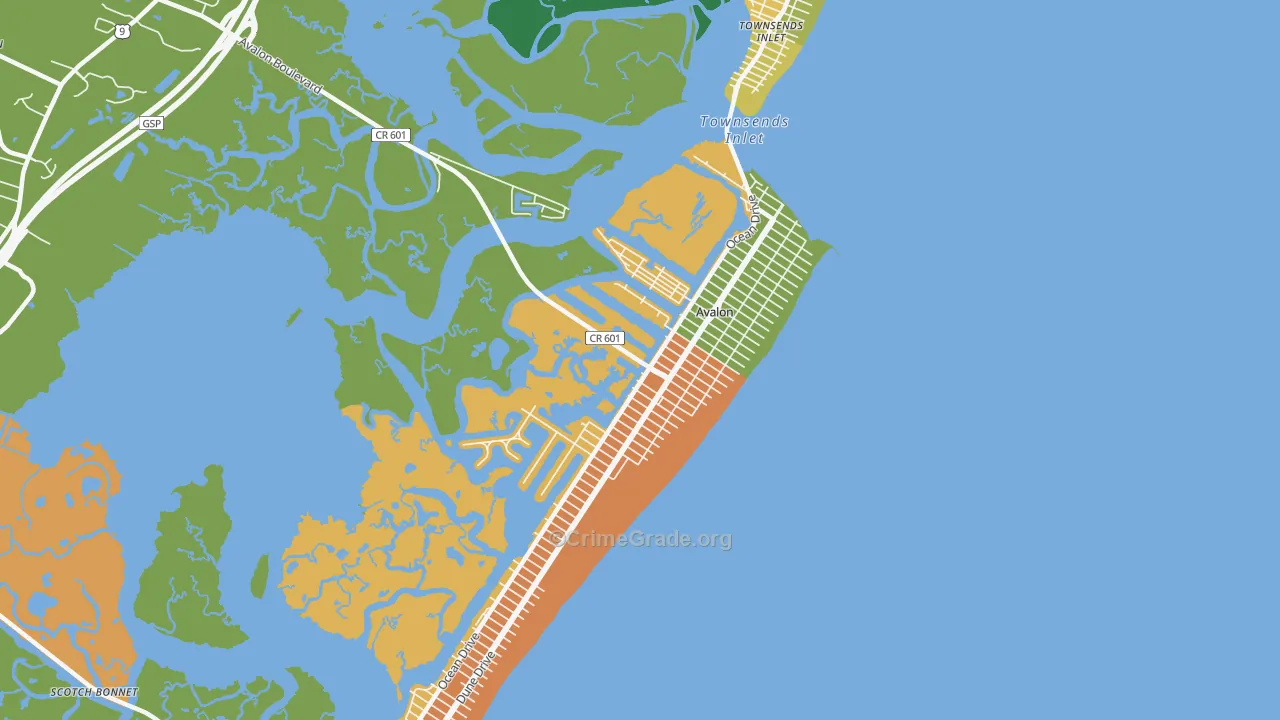 Avalon, NJ Map of Murder Rates