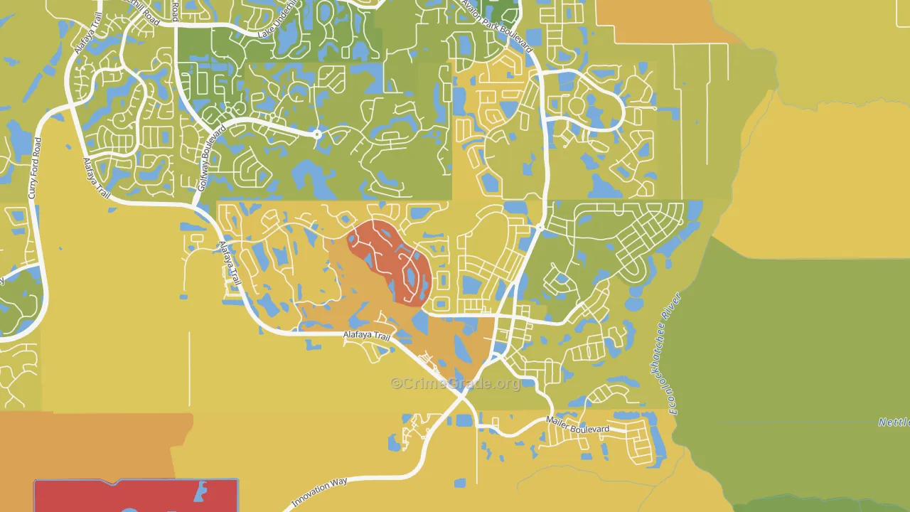 Avalon Park Northwest Village, Alafaya, FL Map of Murder Rates