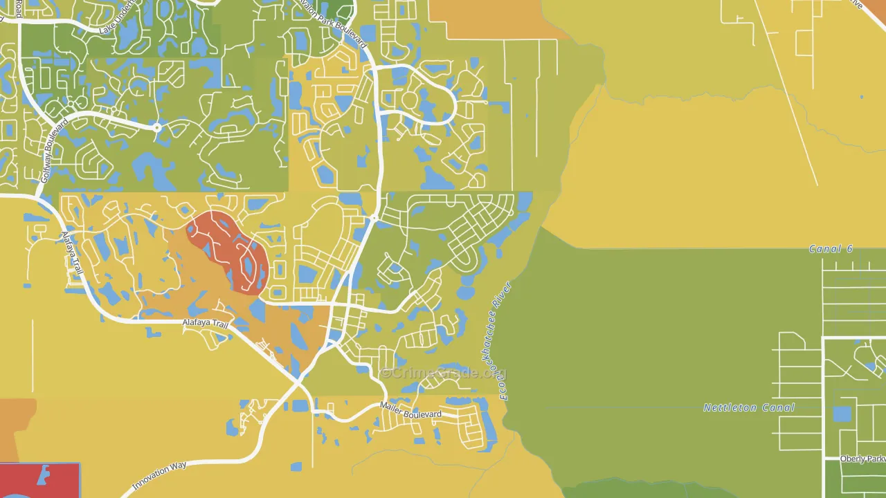 Avalon Park Village, Alafaya, FL Map of Murder Rates