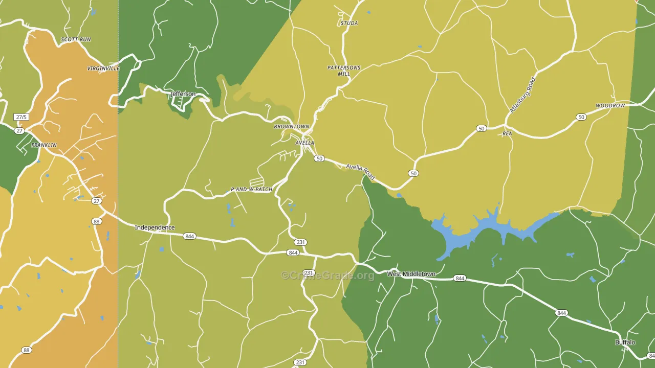 Avella, PA Map of Murder Rates