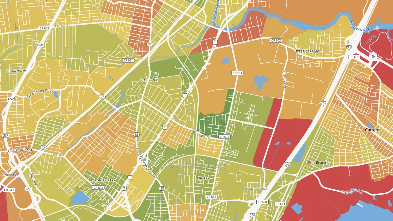 Avenel, NJ Map of Murder Rates