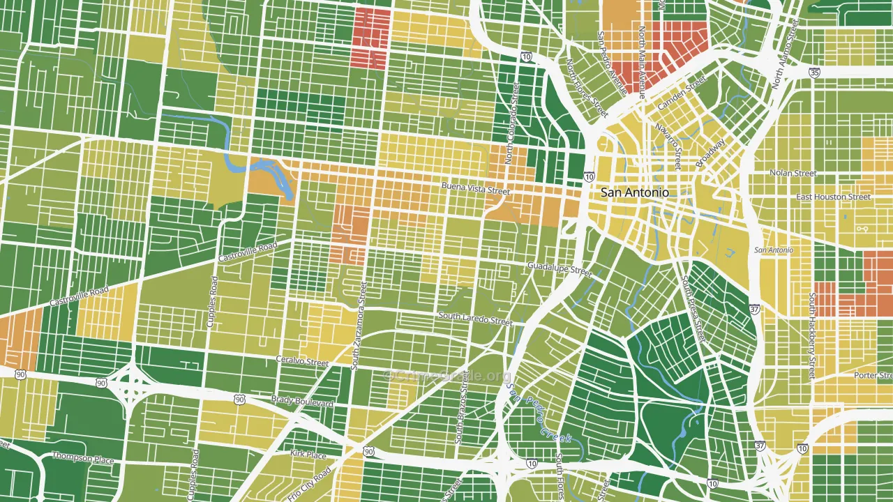 Avenida Guadalupe, San Antonio, TX Map of Murder Rates