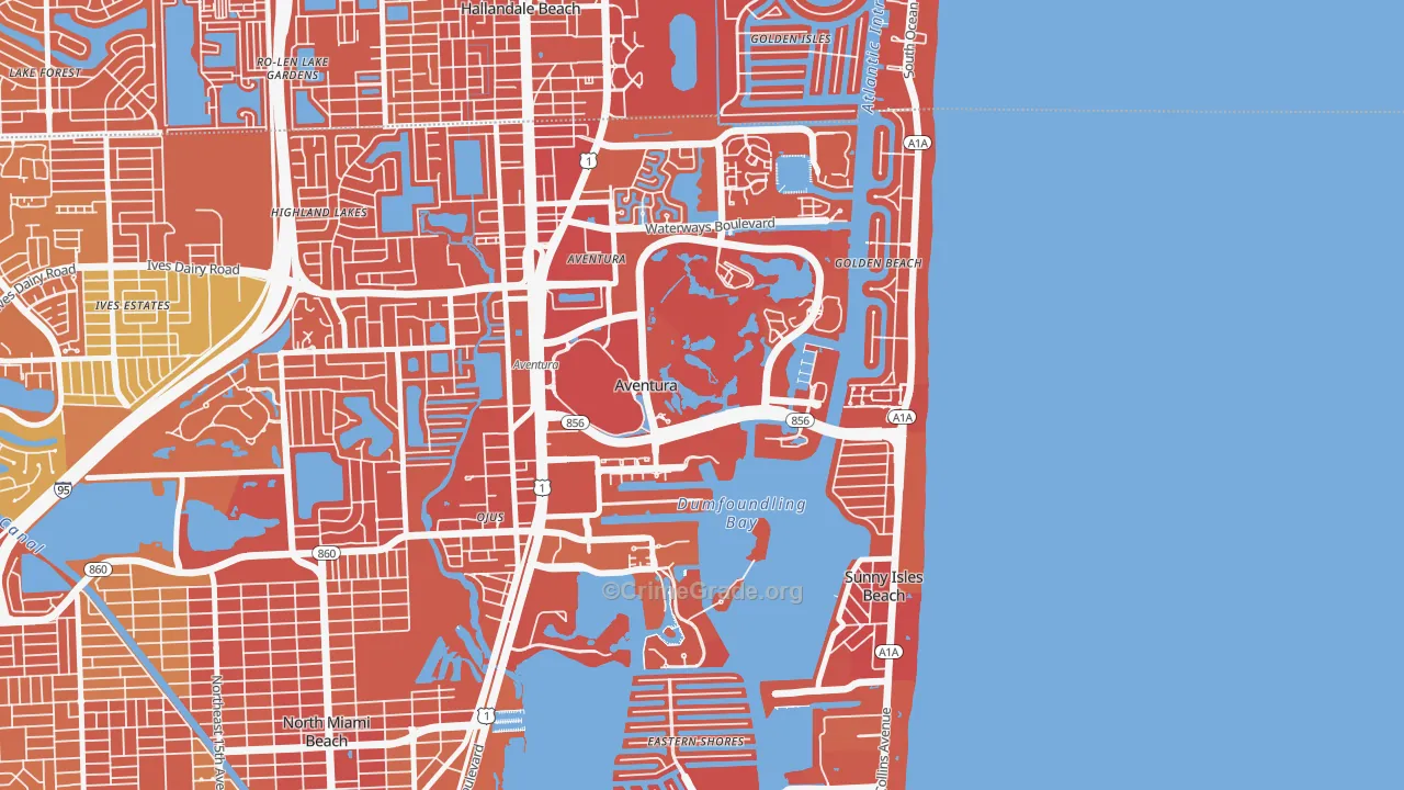 Aventura, FL Map of Murder Rates