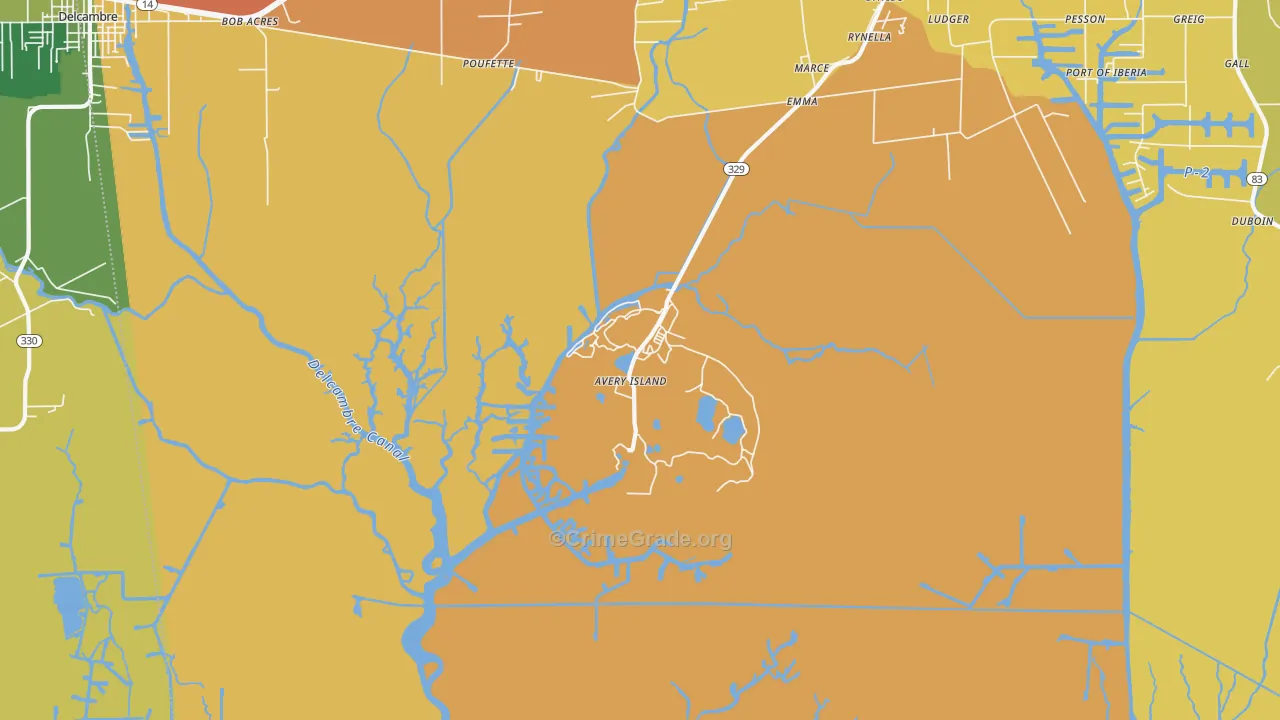 Avery Island, LA Map of Murder Rates