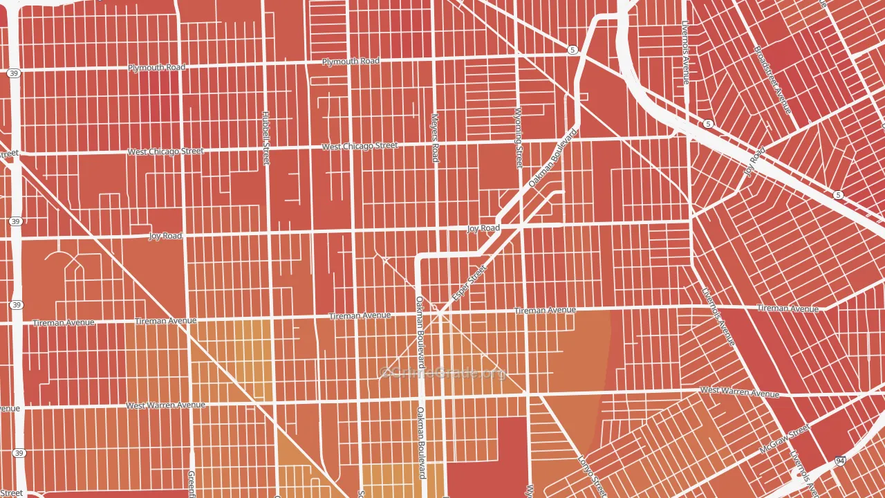 Aviation, Detroit, MI Map of Murder Rates